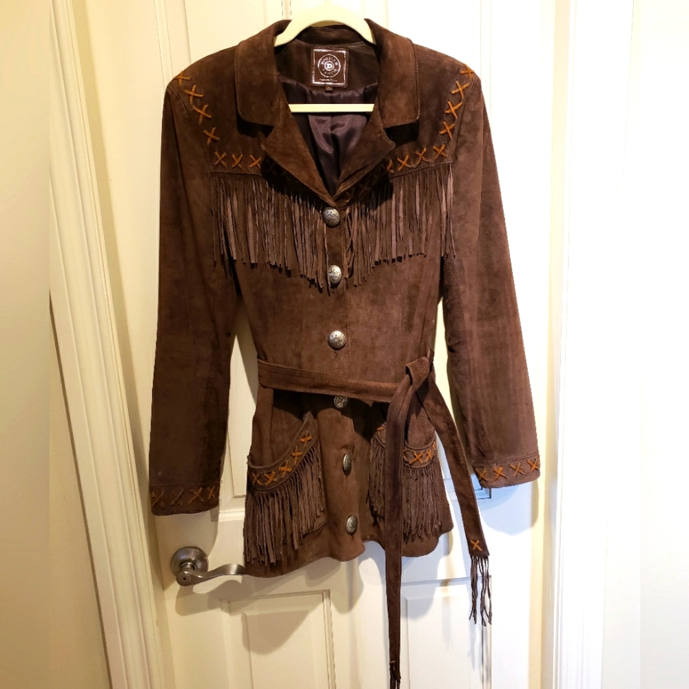 Vintage Double D Ranch Brown Leather Fringe Jacket